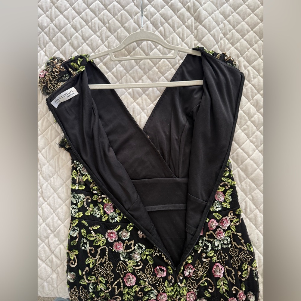 Mac Duggal Black Floral Embellished Flutter Cap Sleeve Dress - Picture 10 of 10